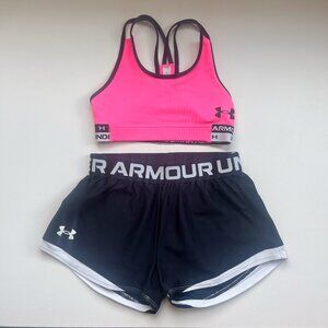 Girls Under Armour Shorts & Sports Bra Set